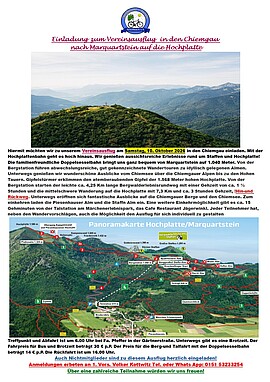 Banner Vereinstagesausflug: in den Chiemgau zum Wandergebiet, Hochplatte